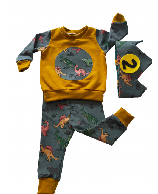 SUDADERA Y PANTALON DINOS MOSTAZA